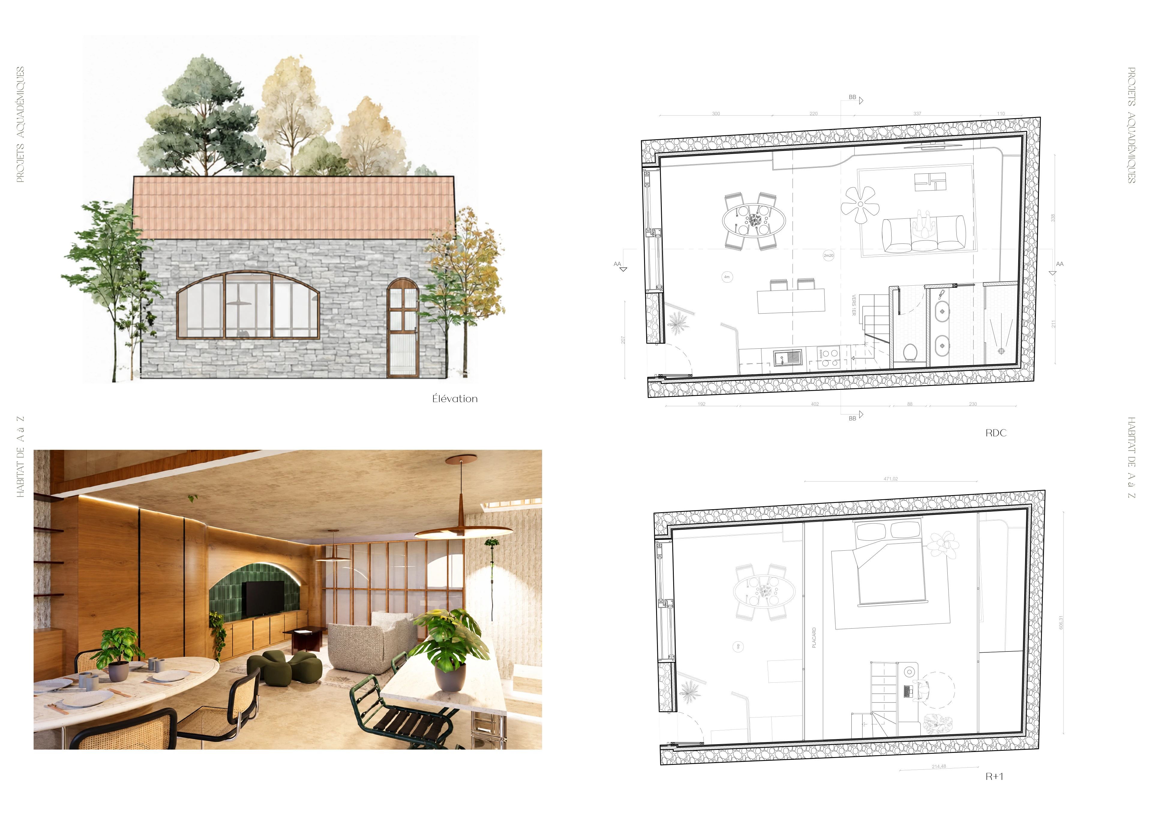 Habitat from A to Z - Floor plans & elevation, portfolio board