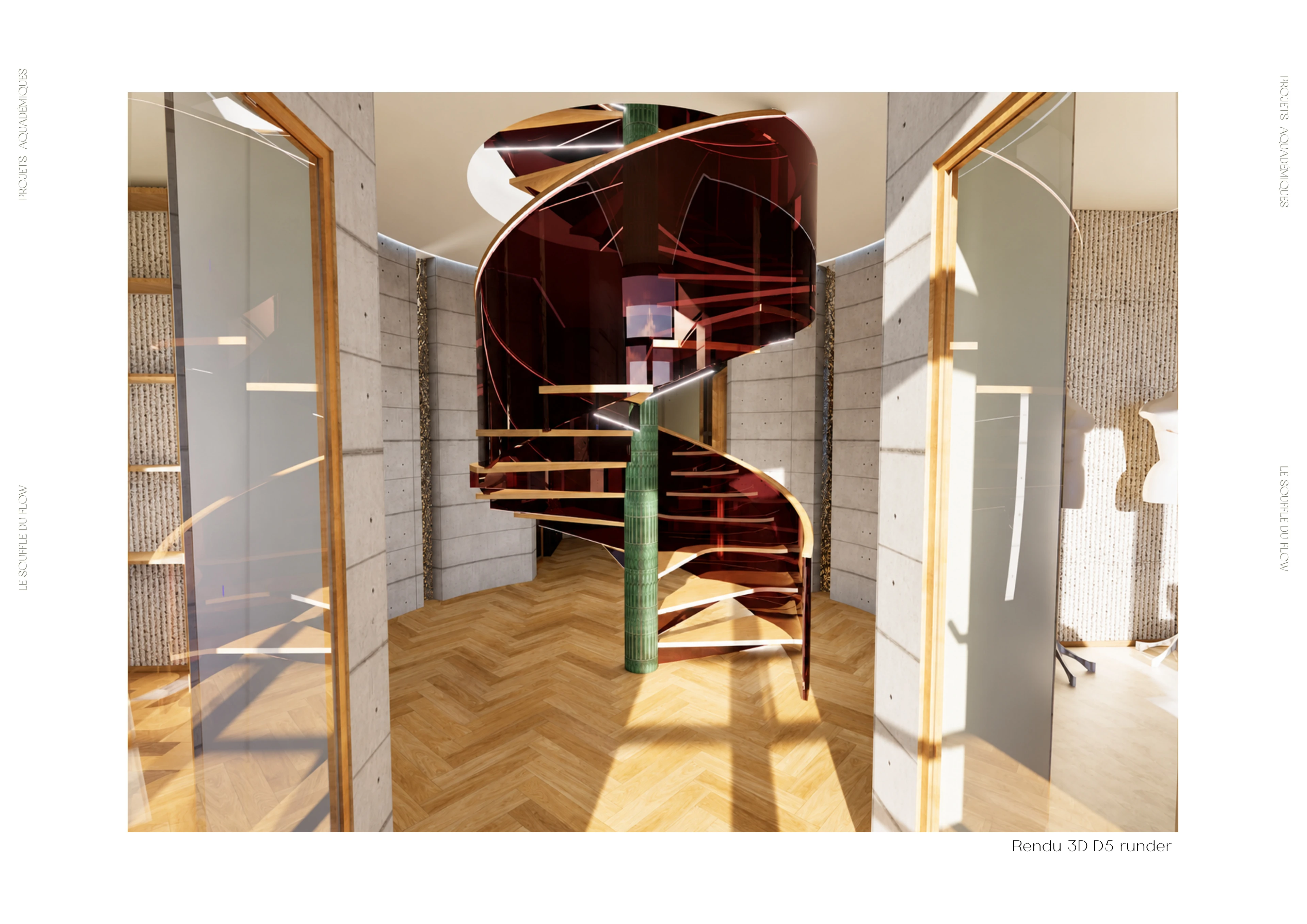 The Breath of Flow - The central staircase, portfolio board