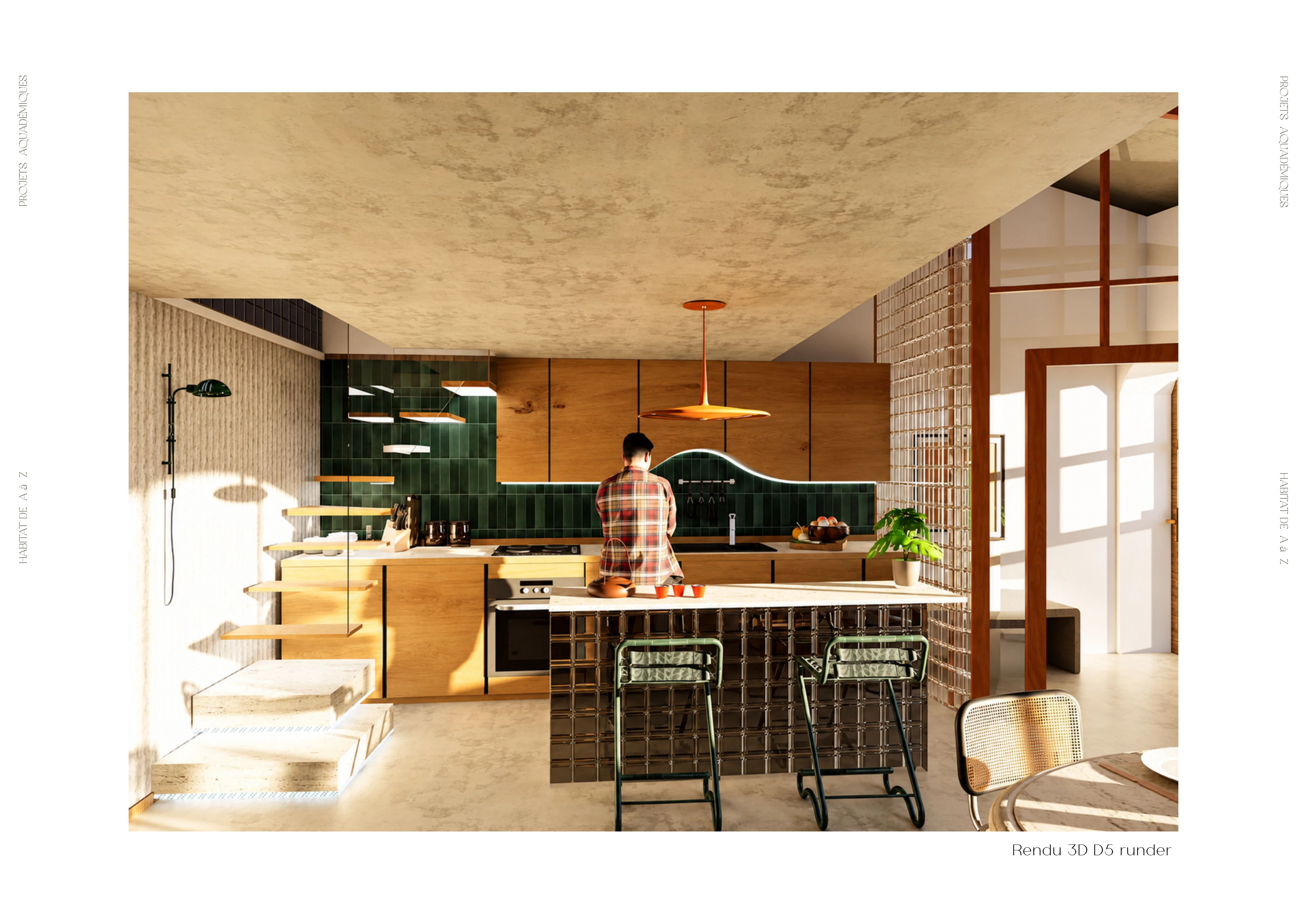 Habitat from A to Z - Interior perspective, portfolio board